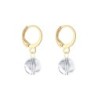 Gold Plated Premium Steel Mauve Crystal Pearl Pendant With Crystal Clear Austria Globe Hoop Earrings Set