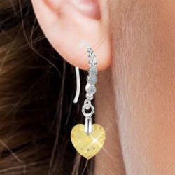 Limited Edition 18K White Gold Plated Luxurious Sunshine Heart Crystal Earrings Embellished with Austrian Crystals