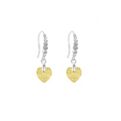 Limited Edition 18K White Gold Plated Luxurious Sunshine Heart Crystal Earrings Embellished with Austrian Crystals