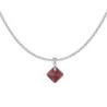 January Birthstone Siam Red Princess Cut Crystal Pendant With White Cabochon 10mm Crystal Pearls Stud Earrings Set