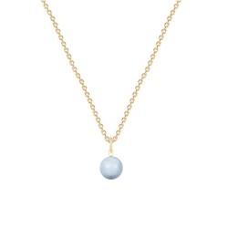 Gold Plated Premium Steel Light Blue Crystal Pearl Pendant With Crystal Clear Austria Globe Hoop Earrings Set