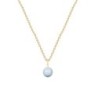 Gold Plated Premium Steel Light Blue Crystal Pearl Pendant With Crystal Clear Austria Globe Hoop Earrings Set