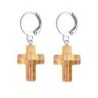 Premium Stainless Steel Hoop Astral Pink Trendy Cross Crystal Earrings (Made In Japan)