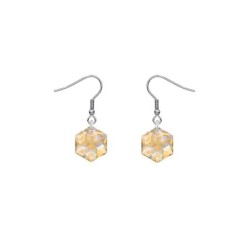 Hexagon Star Crystal Golden Shadow Steel Earrings Embellished with Premium Grade Austrian Crystals (Made In Japan)