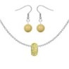 BeCharmed Pave Jonquil Bead Slim Premium Steel Necklace With Earrings Set Embellished with Austrian Crystals