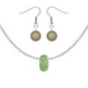 BeCharmed Pave Peridot Bead Slim Premium Steel Necklace With Earrings Set Embellished with Austrian Crystals