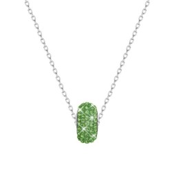 BeCharmed Pave Peridot Bead Slim Premium Steel Necklace With Earrings Set Embellished with Austrian Crystals