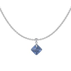 December BirthStone Princess Cut Premium Grade Austrian Crystal Pendant Necklace And Pearl Earrings Jewellery Set