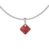 July Birthstone Light Siam Princess Cut Crystal Pendant Necklace Embellished With Premium Grade Austrian Crystal