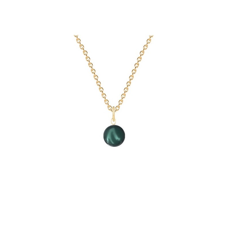 Gold Plated Premium Steel December Birthpearl Iridescent Tahitian 8mm Simply Crystal Pearl Necklace (Made In Japan)