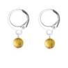 Premium Steel Hoop Metallic Sunshine Dainty Crystal Earrings Embellished with Premium Grade Austrian Crystals