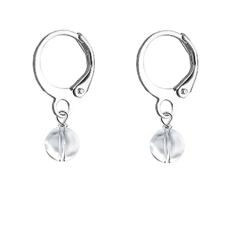 Premium Steel Hoop Clear Dainty Crystal Earrings Embellished with Premium Grade Austrian Crystals ( Made In Japan )