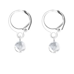 Premium Steel Hoop Clear Dainty Crystal Earrings Embellished with Premium Grade Austrian Crystals ( Made In Japan )