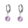 18K White Gold Plated Light Amethyst Crystal Hoop Earrings Embellished with Premium Grade Austrian Crystals