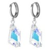 Crystal Aurora Borealis De-Art 18K White Gold Plated Hoop Earrings Embellished with Premium Grade Austrian Crystals