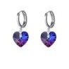 Crystal Heliotrope Dainty Heart 18K White Gold Plated Hoop Earrings Embellished with Premium Grade Austrian Crystals