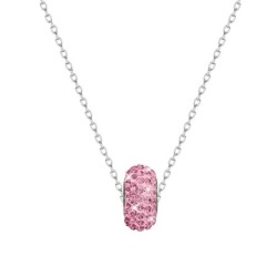 BeCharmed Pave Light Rose Pink Bead Slim Premium Steel Necklace With Earrings Set Embellished with Austrian Crystals