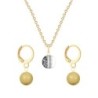 Gold Plated Premium Steel Black Patina 8mm Austria Globe Pendant With Golden Crystal Pearl Hoop Earrings Set