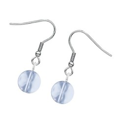 Premium Stainless Steel Blue Shade Crystal Globe Classic Hook Earrings (Made In Japan)