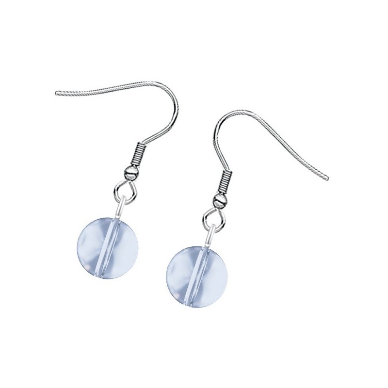 Premium Stainless Steel Blue Shade Crystal Globe Classic Hook Earrings (Made In Japan)