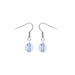 Premium Stainless Steel Blue Shade Crystal Globe Classic Hook Earrings (Made In Japan)