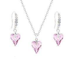 Limited Edition Luxurious Rosaline Wild Heart Crystal Pendant with Earrings Set Embellished with Austrian Crystals