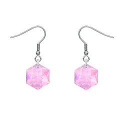 Hexagon Star Crystal Rosaline Steel Earrings Embellished with Premium Grade Austrian Crystals (Made In Japan)