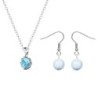 March Birth Stone Pendant Necklace And Pearl Earrings Jewellery Set Embellished with Premium Grade Austrian Crystals