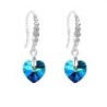 Limited Edition 18K White Gold Plated Luxurious Bermuda Blue Heart Crystal Earrings Embellished with Austrian Crystals