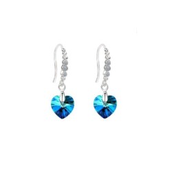 Limited Edition 18K White Gold Plated Luxurious Bermuda Blue Heart Crystal Earrings Embellished with Austrian Crystals