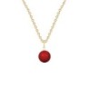 Gold Plated Premium Steel July Birthpearl Corel Red 8mm Simply Crystal Pearl Necklace (Made In Japan)