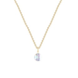 Gold Plated Premium Steel Crystal AB 8mm Globe Pendant Necklace Embellished with Premium Grade Austrian Crystal