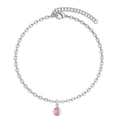 Premium Stainless Steel Antique Pink Dainty Crystal Globe Bracelet (Made In Japan)