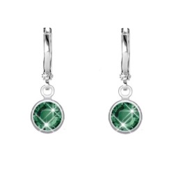 18K White Gold Plated Emerald Crystal Hoop Earrings Embellished with Premium Grade Austrian Crystals