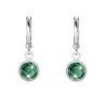 18K White Gold Plated Emerald Crystal Hoop Earrings Embellished with Premium Grade Austrian Crystals