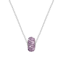 BeCharmed Pave Light Amethyst Bead Slim Premium Steel Necklace With Earrings Set Embellished with Austrian Crystals