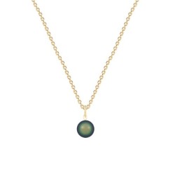 Gold Plated Premium Steel May Birthpearl Scarabaeus Green 8mm Simply Crystal Pearl Necklace (Made In Japan)