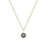 Gold Plated Premium Steel May Birthpearl Scarabaeus Green 8mm Simply Crystal Pearl Necklace (Made In Japan)