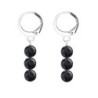 Premium Stainless Steel Hoop Jet Black Trilogy Globe Crystals Earrings (Made In Japan)