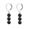 Premium Stainless Steel Hoop Jet Black Trilogy Globe Crystals Earrings (Made In Japan)