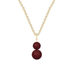 Gold Plated Premium Steel January Birthpearl Bordeaux Crystal Pearl Snowman Necklace