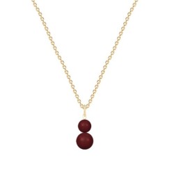 Gold Plated Premium Steel January Birthpearl Bordeaux Crystal Pearl Snowman Necklace