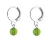 Premium Steel Hoop Fern Green Dainty Crystal Earrings Embellished with Premium Grade Austrian Crystals ( Made In Japan )