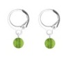 Premium Steel Hoop Fern Green Dainty Crystal Earrings Embellished with Premium Grade Austrian Crystals ( Made In Japan )