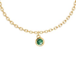 18K Gold Plated Elegant Round Emerald Crystal Bracelet Embellished with Premium Grade Austrian Crystal