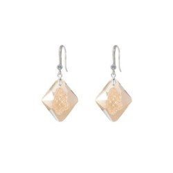 Limited Edition Elegant White Gold Plated Golden Shadow Growing Crystal Rhombus Premium Earrings