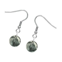 Premium Stainless Steel Black Diamond Crystal Globe Classic Hook Earrings (Made In Japan)