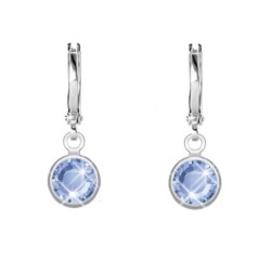 18K White Gold Plated Light Sapphire Crystal Hoop Earrings Embellished with Premium Grade Austrian Crystals