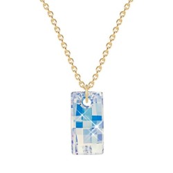 Gold Plated Premium Steel Crystal AB Urban Pendant Necklace Embellished with Premium Grade Austrian Crystal