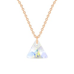 Rose Gold Plated Premium Steel Crystal AB XILION Triangle Necklace Embellished with Premium Grade Austrian Crystal